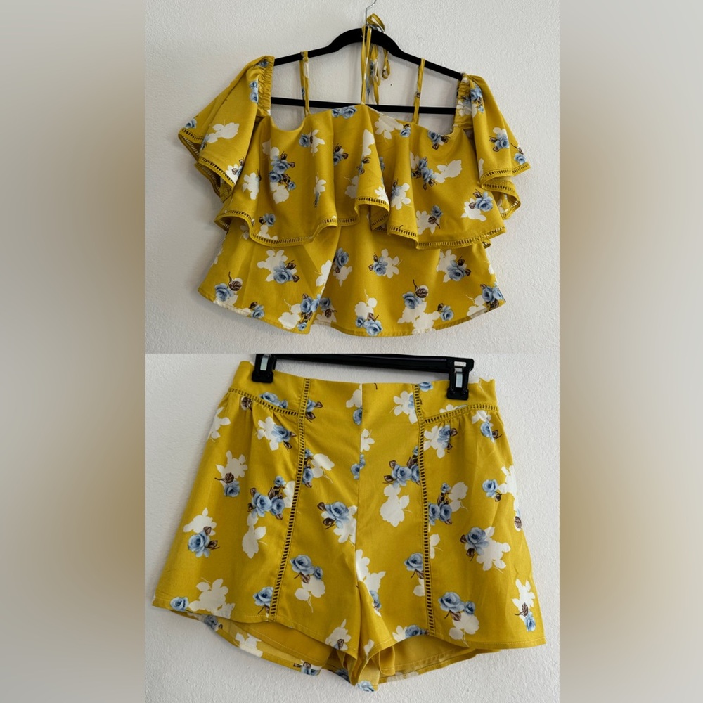 Paris & Me Yellow Floral Two-Piece Set